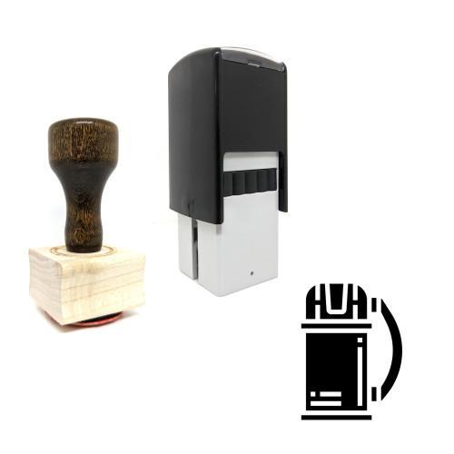 "Flask" rubber stamp with 3 sample imprints of the image