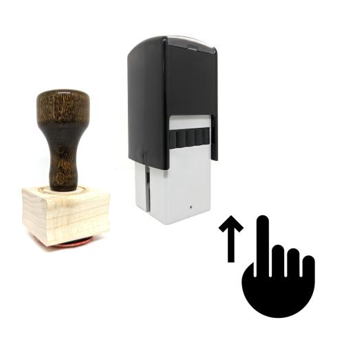 "Swipe Up" rubber stamp with 3 sample imprints of the image