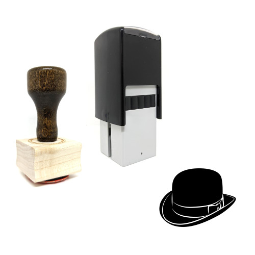 "Bowler Hat" rubber stamp with 3 sample imprints of the image