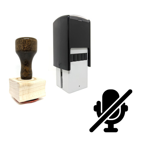 "Mute Mic" rubber stamp with 3 sample imprints of the image