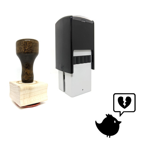 "Bird" rubber stamp with 3 sample imprints of the image