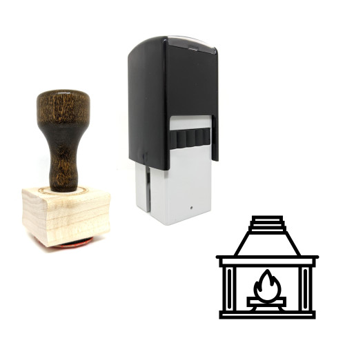 "Fireplace" rubber stamp with 3 sample imprints of the image