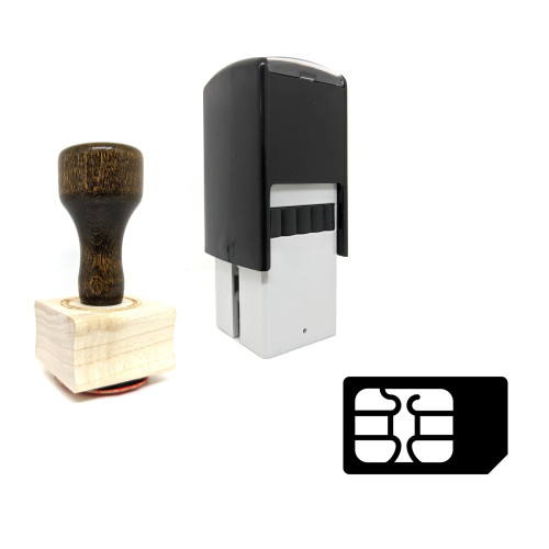 "SIM Card" rubber stamp with 3 sample imprints of the image