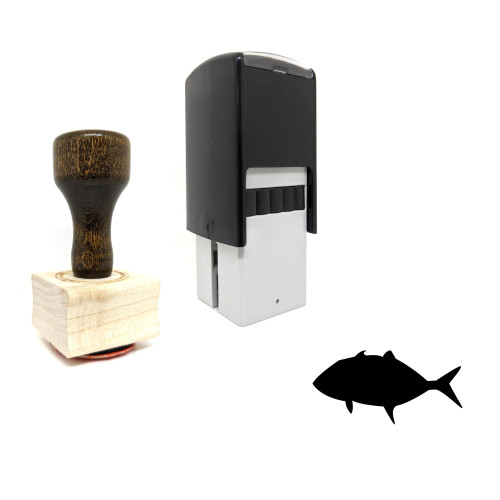 "Bluefin" rubber stamp with 3 sample imprints of the image