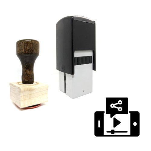 "Video Sharing" rubber stamp with 3 sample imprints of the image