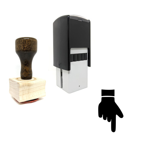 "Pointing Hand" rubber stamp with 3 sample imprints of the image