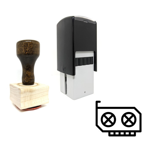 "Video Card" rubber stamp with 3 sample imprints of the image