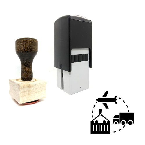 "Logistic Delivery" rubber stamp with 3 sample imprints of the image