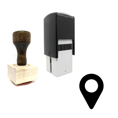 "Map Marker" rubber stamp with 3 sample imprints of the image