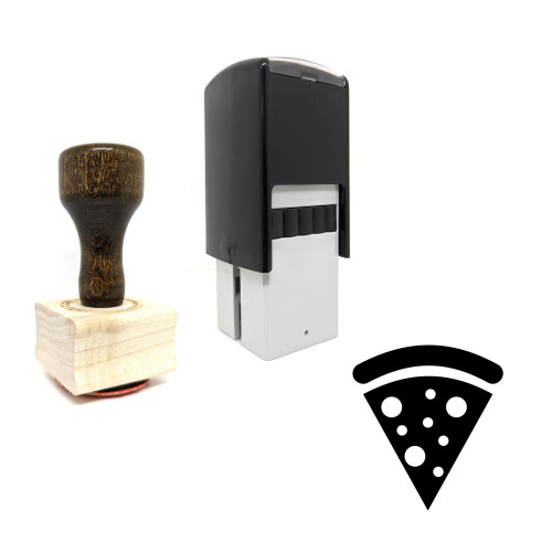 "Pizza" rubber stamp with 3 sample imprints of the image