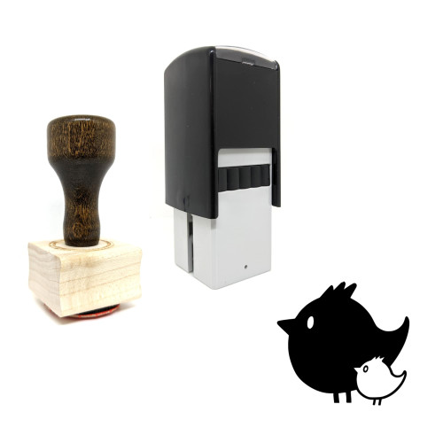 "Bird" rubber stamp with 3 sample imprints of the image