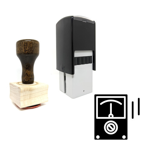 "Voltage Meter" rubber stamp with 3 sample imprints of the image