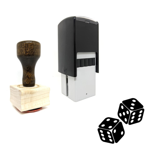 "Dice" rubber stamp with 3 sample imprints of the image