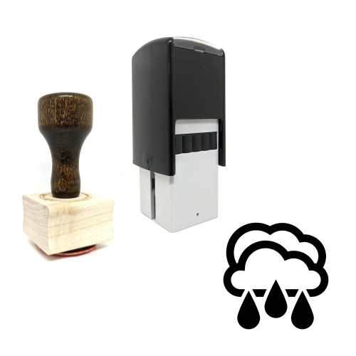 "Rain" rubber stamp with 3 sample imprints of the image