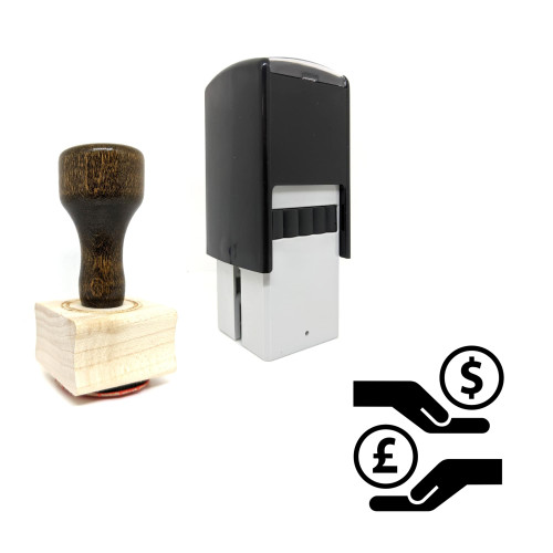 "Money Exchange" rubber stamp with 3 sample imprints of the image