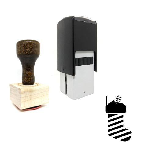 "Stocking" rubber stamp with 3 sample imprints of the image