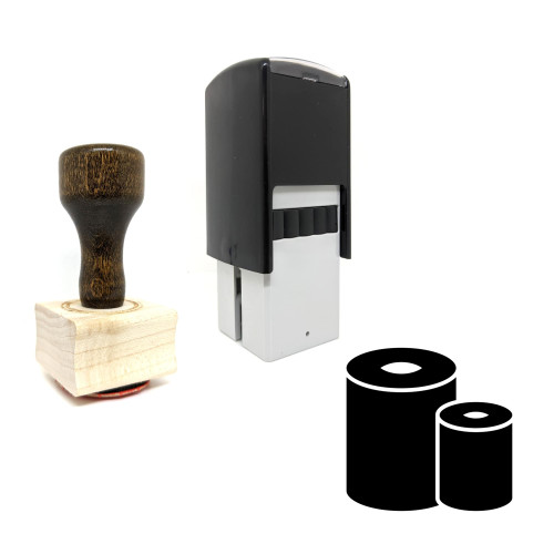 "Tissue Rolls" rubber stamp with 3 sample imprints of the image
