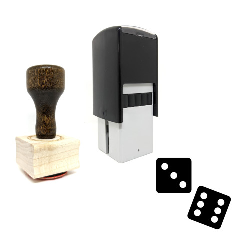"Dice" rubber stamp with 3 sample imprints of the image