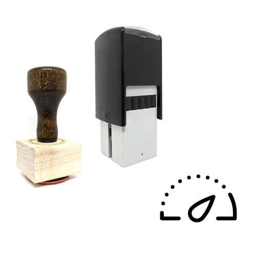 "Gauge" rubber stamp with 3 sample imprints of the image