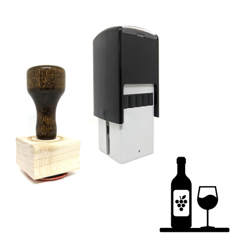 "Wine" rubber stamp with 3 sample imprints of the image