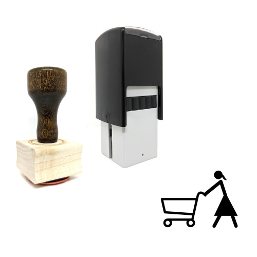 "Shopper" rubber stamp with 3 sample imprints of the image