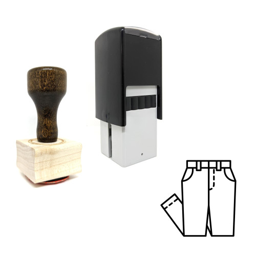 "Trousers" rubber stamp with 3 sample imprints of the image
