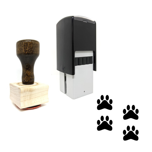 "Paw Prints" rubber stamp with 3 sample imprints of the image