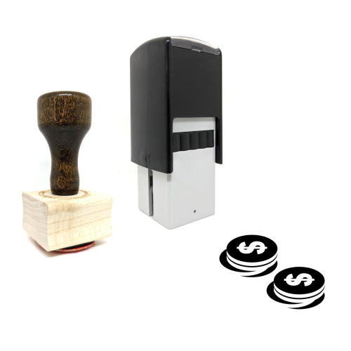 "Coins" rubber stamp with 3 sample imprints of the image