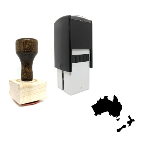 "Oceania" rubber stamp with 3 sample imprints of the image