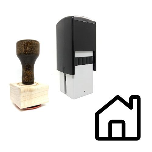 "House" rubber stamp with 3 sample imprints of the image