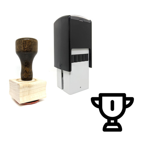 "Trophy" rubber stamp with 3 sample imprints of the image