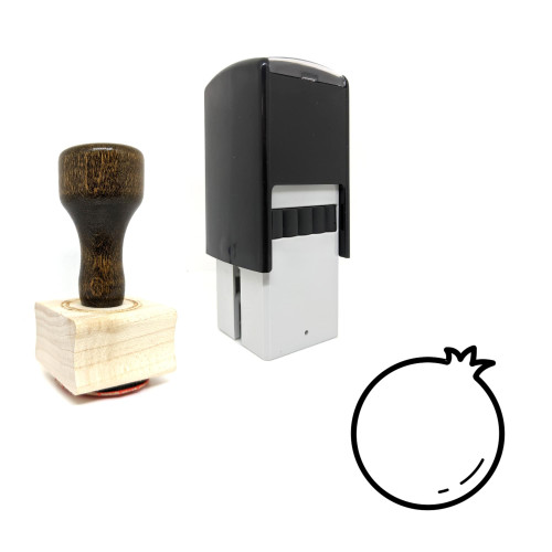 "Pomegranate" rubber stamp with 3 sample imprints of the image