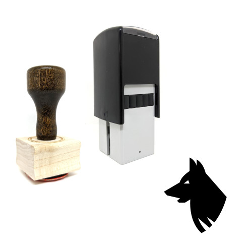 "Dog" rubber stamp with 3 sample imprints of the image