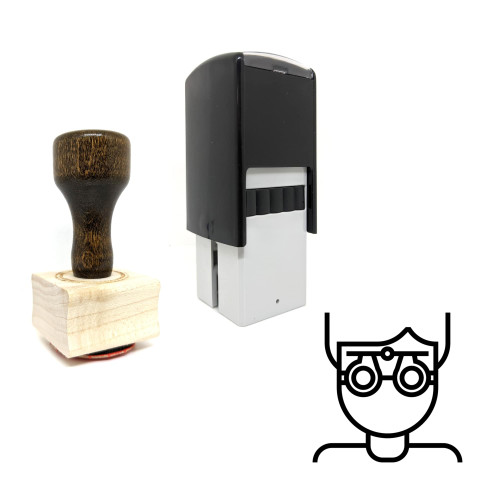 "Optometrist" rubber stamp with 3 sample imprints of the image