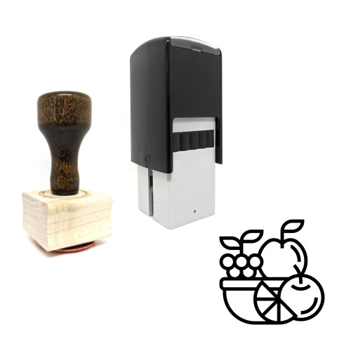 "Fruit" rubber stamp with 3 sample imprints of the image