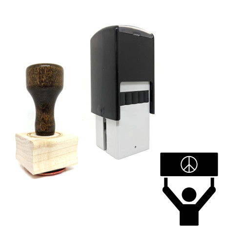 "Protester" rubber stamp with 3 sample imprints of the image