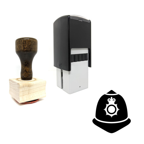 "Police Helmet" rubber stamp with 3 sample imprints of the image