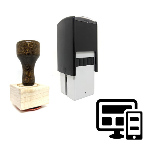 "Desktop Computer" rubber stamp with 3 sample imprints of the image