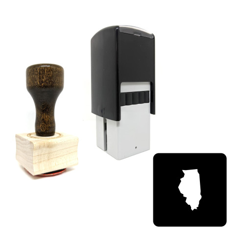 "Illinois" rubber stamp with 3 sample imprints of the image
