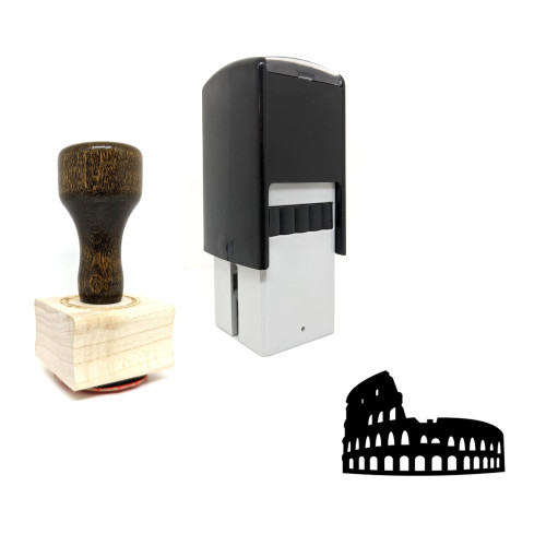 "Colosseum" rubber stamp with 3 sample imprints of the image