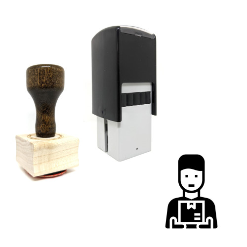 "Delivery Man Avatar" rubber stamp with 3 sample imprints of the image
