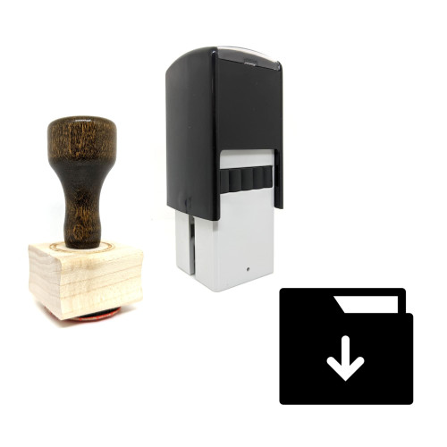 "Folder Download" rubber stamp with 3 sample imprints of the image