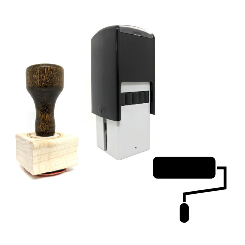 "Paint Roll" rubber stamp with 3 sample imprints of the image