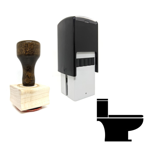 "Toilet" rubber stamp with 3 sample imprints of the image
