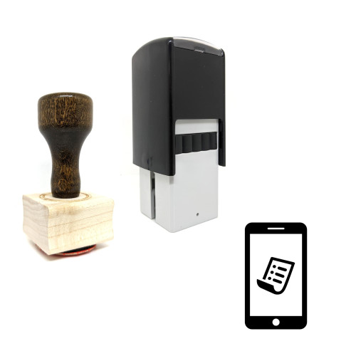 "Mobile Shopping List" rubber stamp with 3 sample imprints of the image