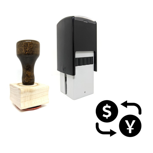 "Currency Exchange" rubber stamp with 3 sample imprints of the image