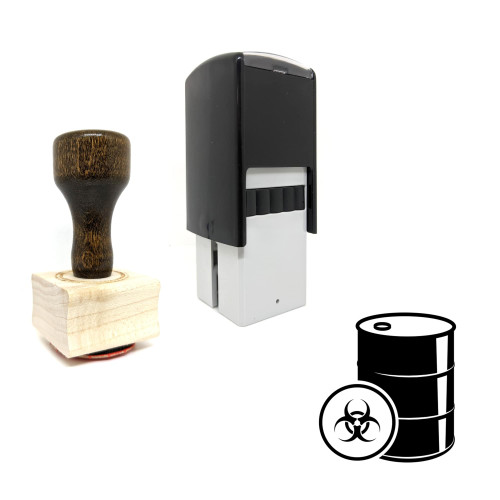 "Toxic Barrel" rubber stamp with 3 sample imprints of the image