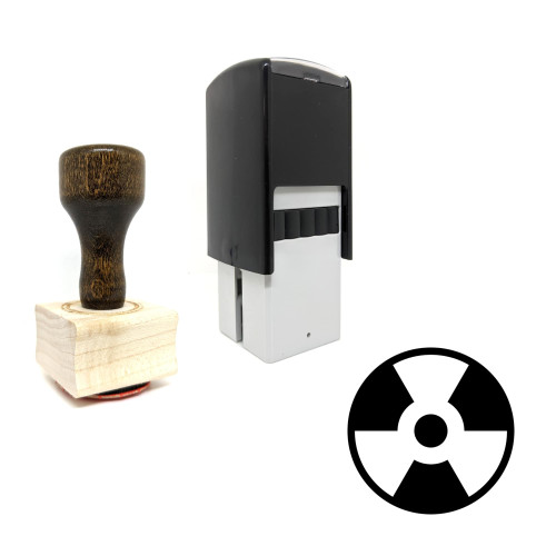 "Ionizing Radiation" rubber stamp with 3 sample imprints of the image