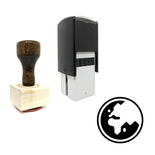 "Earth" rubber stamp with 3 sample imprints of the image