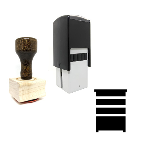 "Shelves" rubber stamp with 3 sample imprints of the image